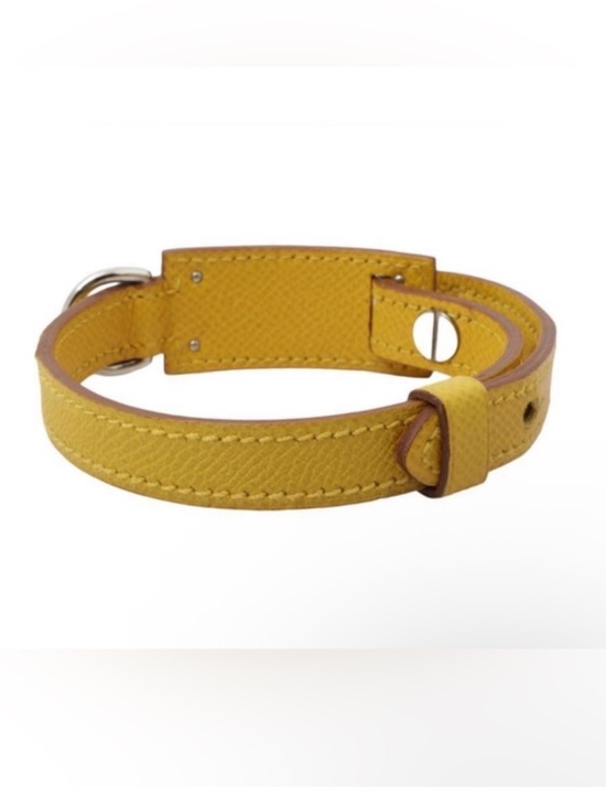 Hermes Accessories - Hermès Yellow Epsom Leather Collar/ Bracelet PM | Palladium COA Authenticated